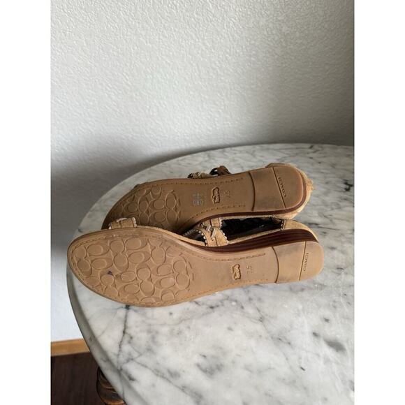 Coach Via Demi Wedge Sandals Size 7.5 Gladiator Tassel Ties Suede - Picture 5 of 8